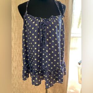 Victoria's Secret Navy and Yellow Polka Dot Blouse